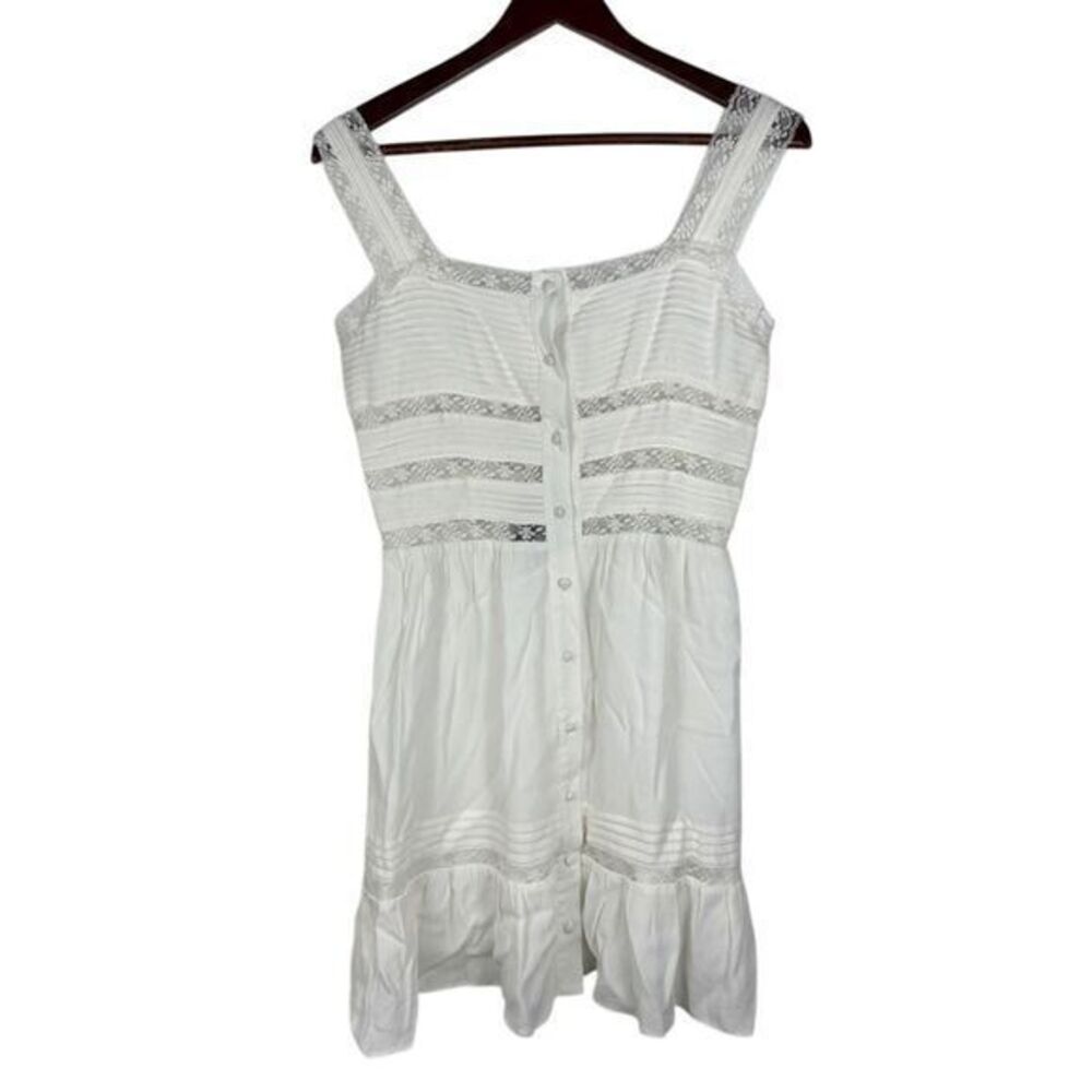 Storia NWT‎ White Lace Buttons Mini Babydoll Dress Women's Small